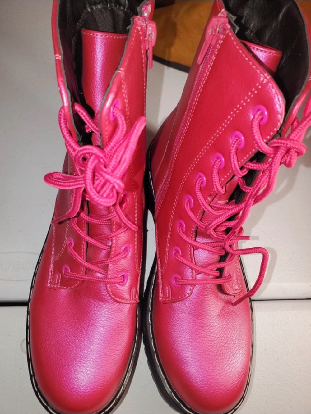UNIONBAY Hot Pink Lace-Up Combat Booties